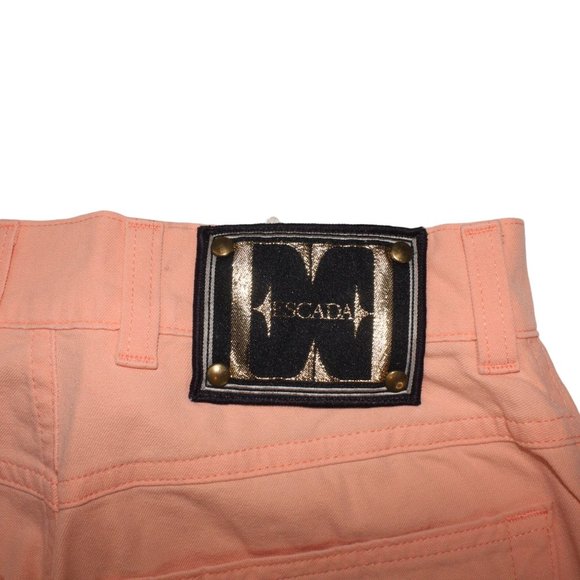 Escada Womens Pants 36 Peach Pink Straight Fit Crop Ankle Stretch Denim Jeans - Picture 4 of 10